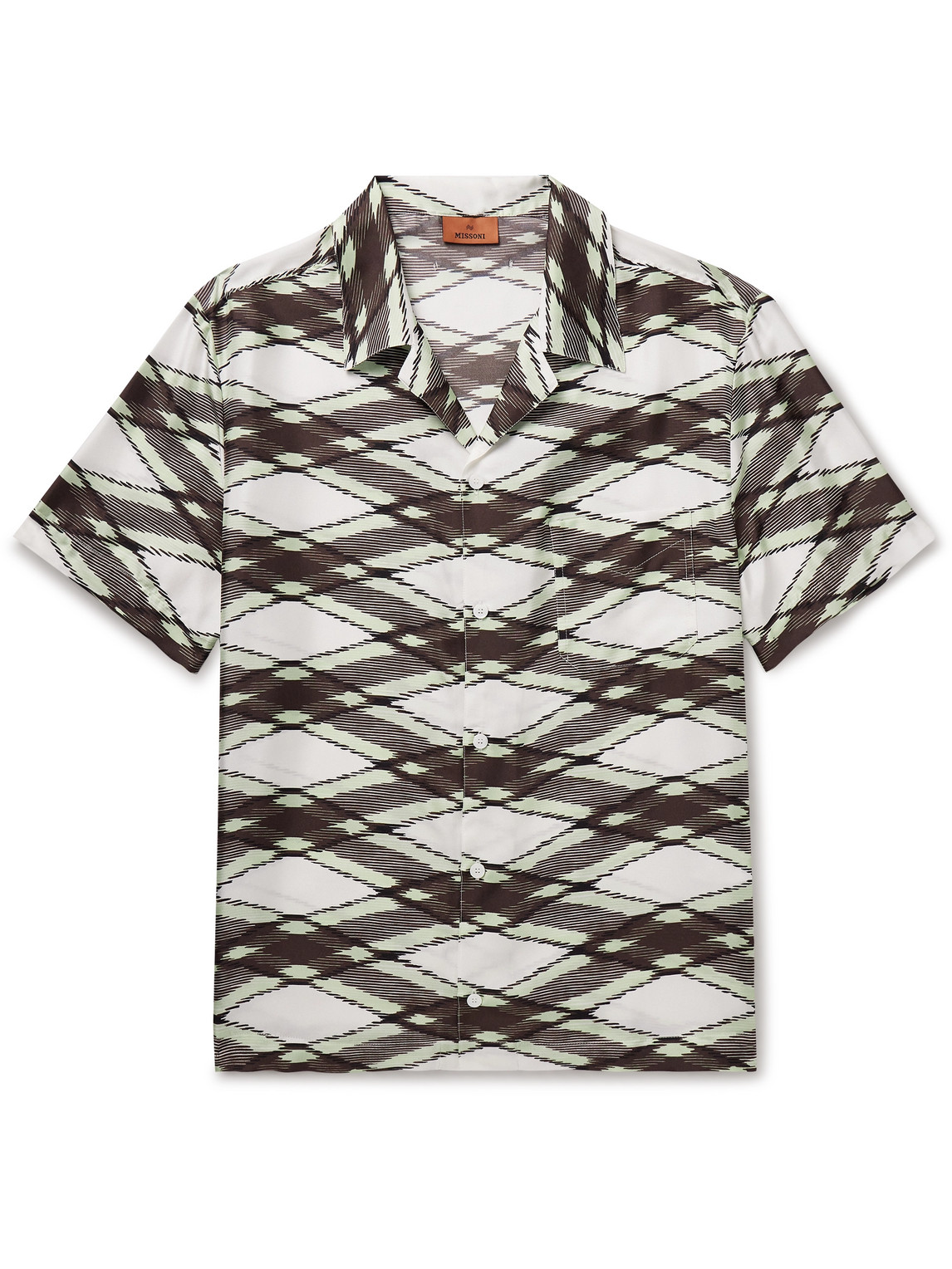 Missoni - Camp-Collar Printed Silk-Twill Shirt - Men - Green - IT 46 von Missoni
