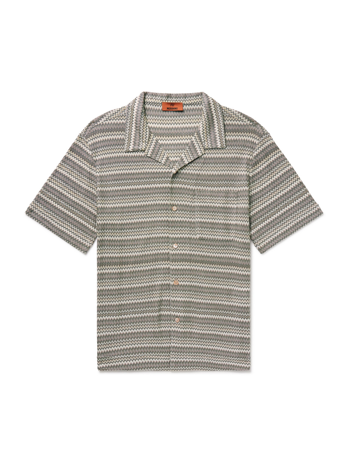 Missoni - Camp-Collar Striped Knitted Shirt - Men - Green - IT 50 von Missoni