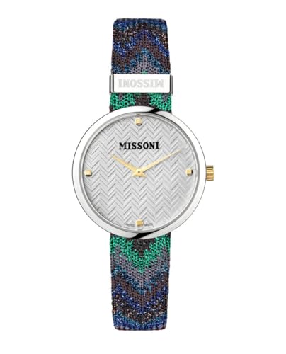 Missoni Damen Analog Schweizer Quarzwerk Uhr mit Leder Armband MWY202222 von Missoni