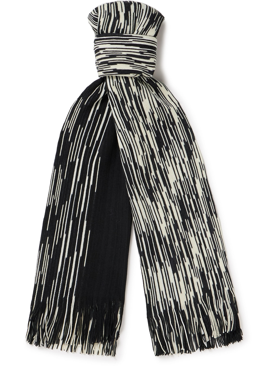 Missoni - Fringed Striped Wool Scarf - Men - Black von Missoni