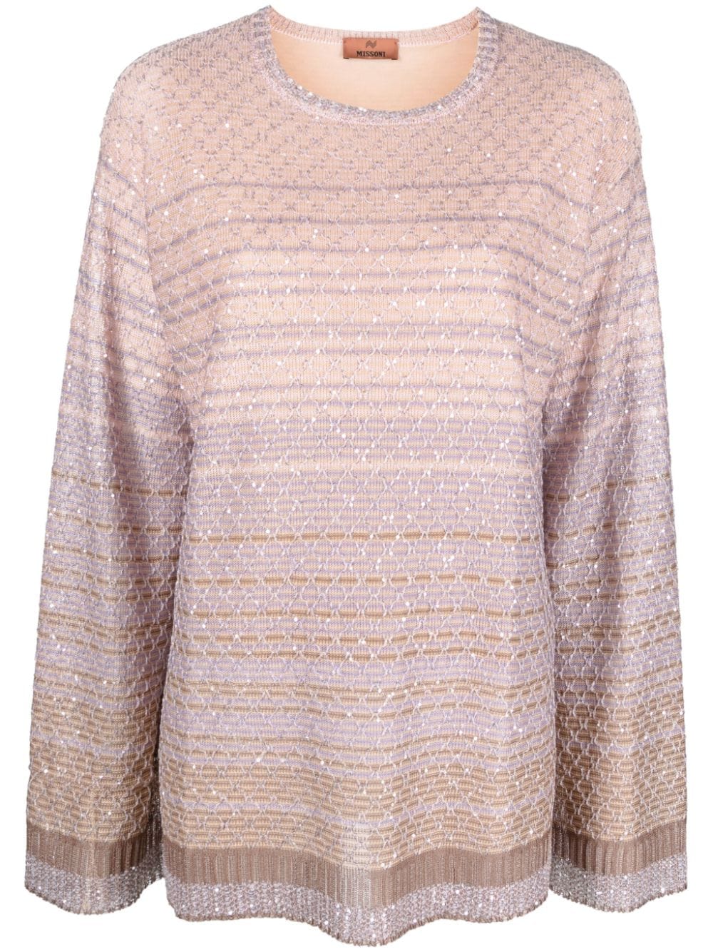 Missoni Gestreifter Pullover mit Pailletten - Rosa von Missoni