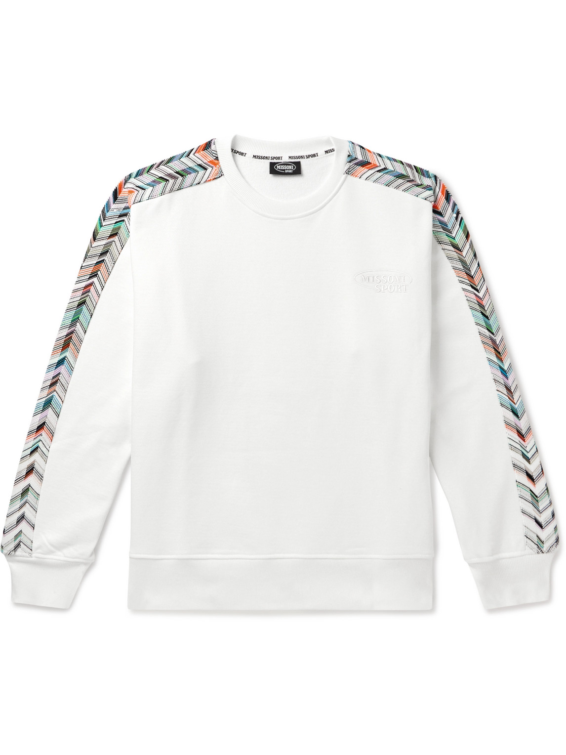 Missoni - Logo-Embroidered Striped Cotton-Jersey Sweatshirt - Men - White - L von Missoni