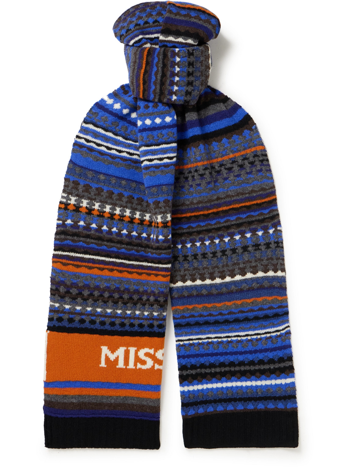 Missoni - Logo-Jacquard Striped Wool Scarf - Men - Blue von Missoni