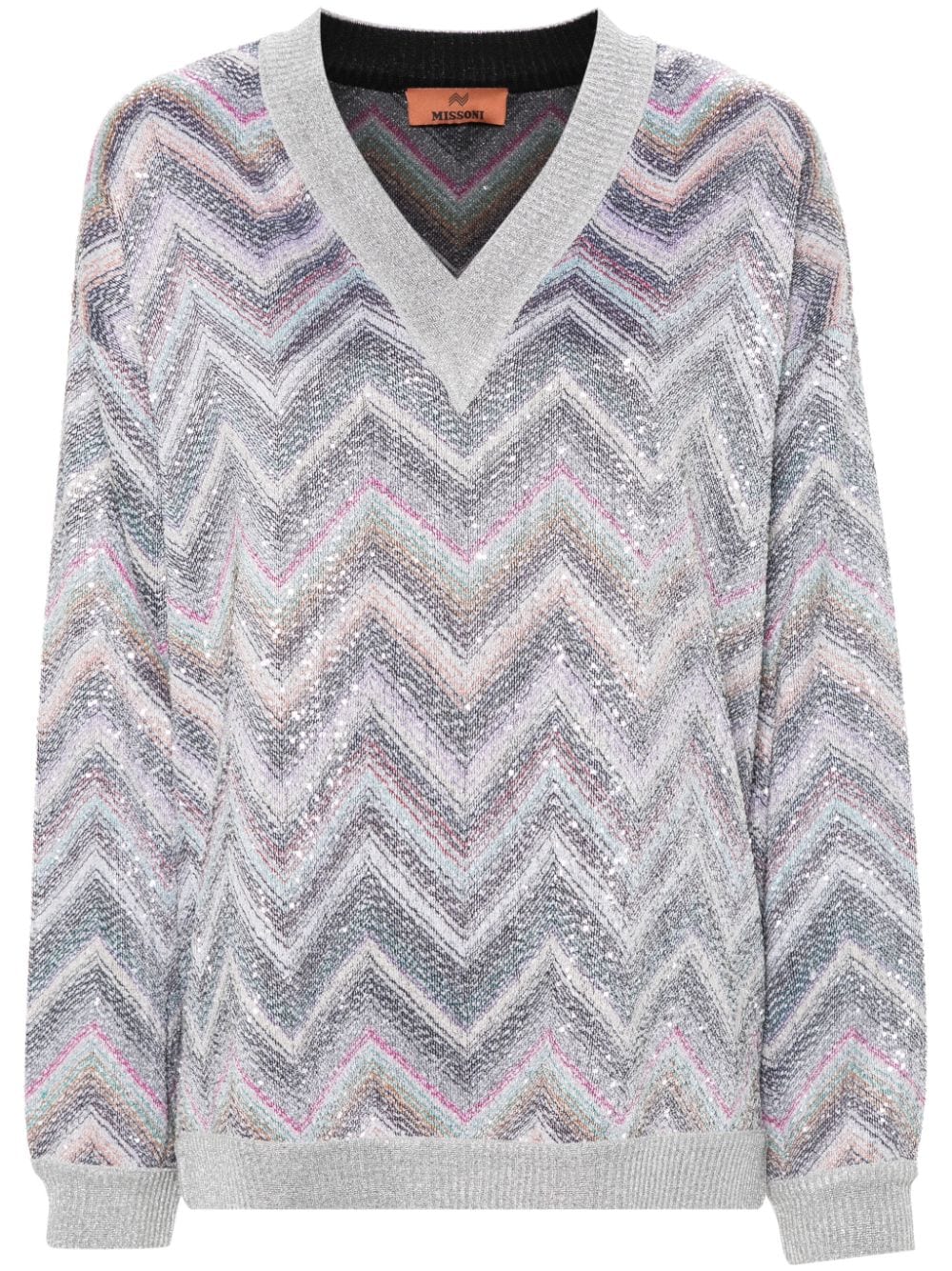 Missoni Paillettenpullover mit Zickzackmuster - Grau von Missoni