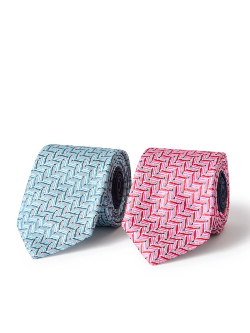 Missoni - Set of Two 7cm Embroidered Silk-Jacquard Ties - Men - Blue von Missoni