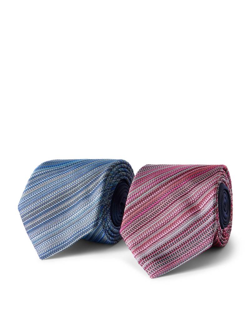 Missoni - Set of Two 7cm Striped Silk-Jacquard Ties - Men - Blue von Missoni