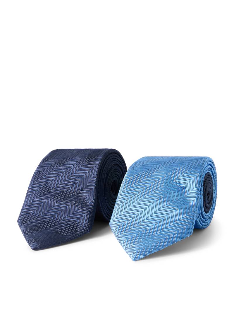 Missoni - Set of Two 7cm Striped Silk-Jacquard Ties - Men - Blue von Missoni