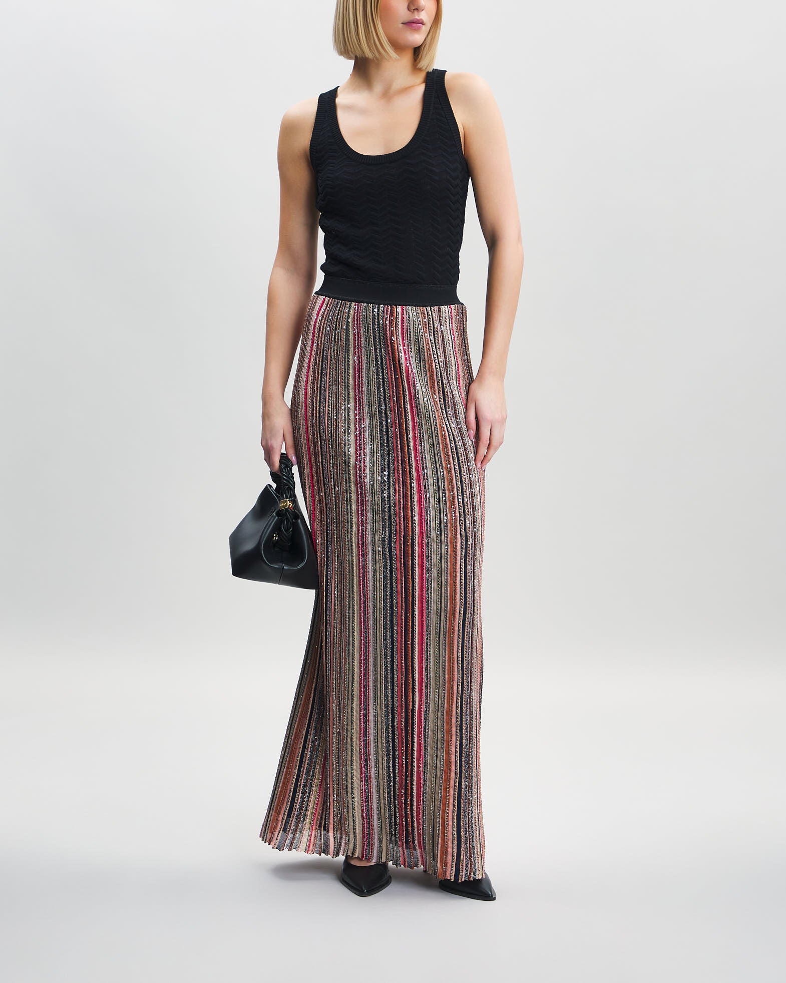 Missoni Skirt Long Vertical Striped Svart/beige von Missoni