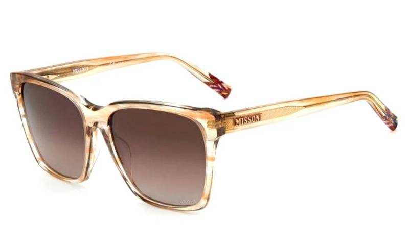 Missoni Sonnenbrille Unisex Brille Transparent Beige Hornoptik Verlaufsgläser in Braun – oben dunkel, unten heller von Missoni