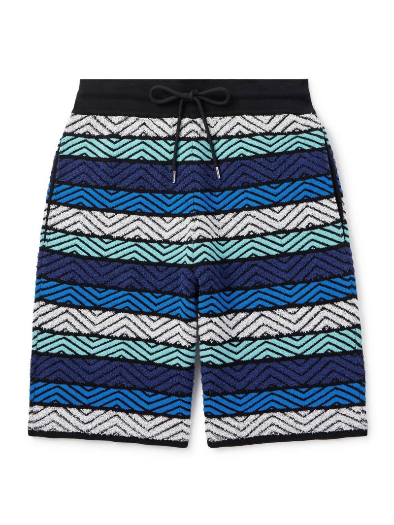 Missoni - Straight-Leg Striped Cotton-Blend Bouclé Drawstring Shorts - Men - Blue - IT 46 von Missoni