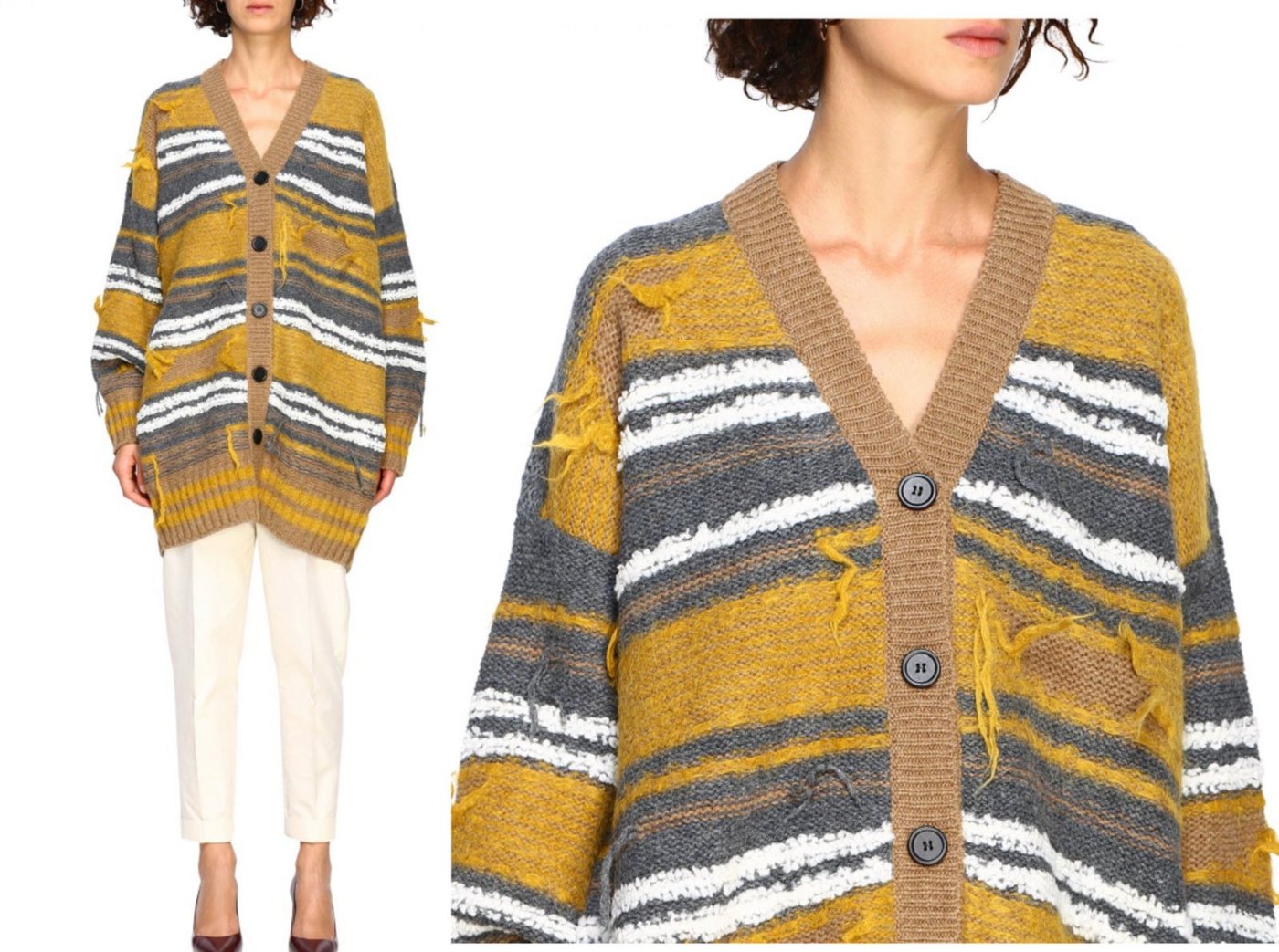 Missoni Strickpullover M MISSONI Distressed Oversized Strickjacke Cardigan Jacket Sweater Pul von Missoni