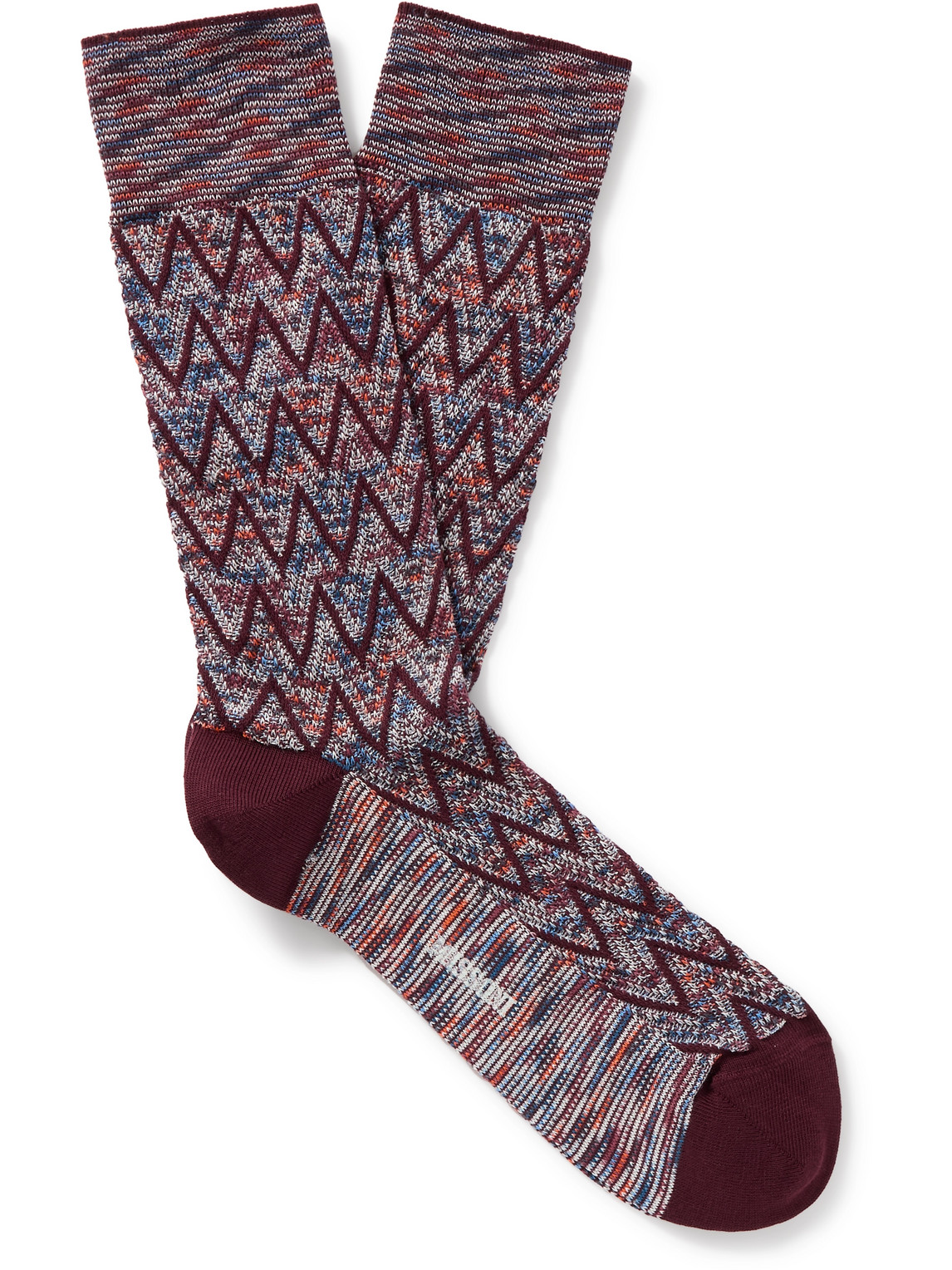 Missoni - Striped Crocheted Cotton-Blend Socks - Men - Burgundy - M von Missoni