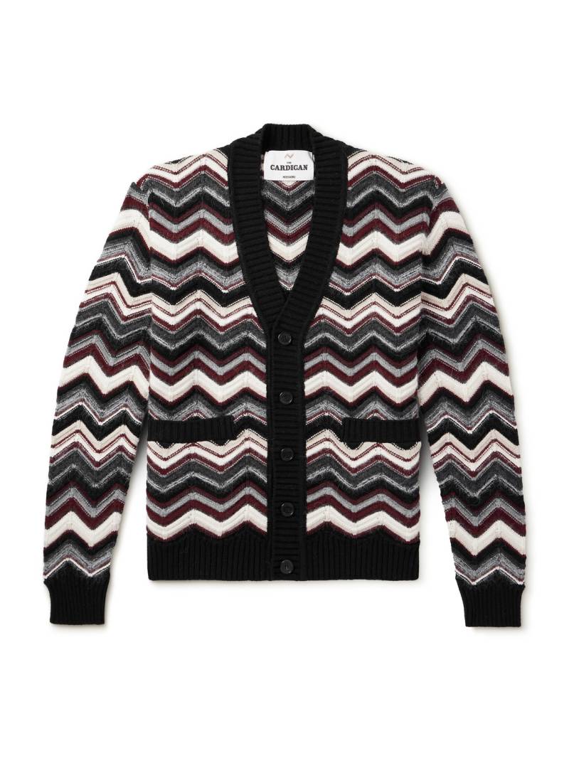 Missoni - Striped Wool-Blend Jacquard Cardigan - Men - Gray - IT 50 von Missoni