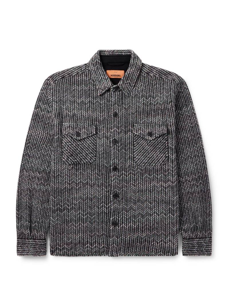 Missoni - Striped Wool-Blend Jacquard Overshirt - Men - Gray - IT 48 von Missoni