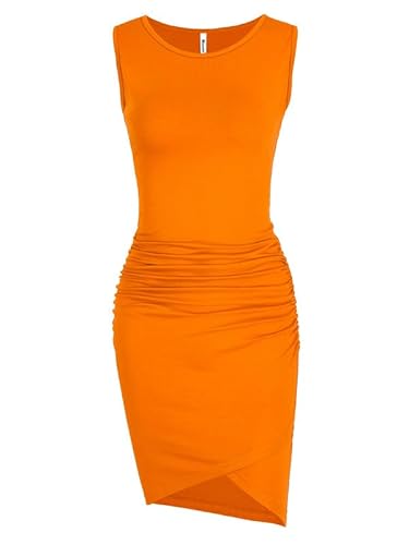 Missufe Bodycon Bleistiftkleid Sommerkleid Enges Freizeitkleid Damen Minikleid Figurbetontes Kleider (Orange,L) von Missufe