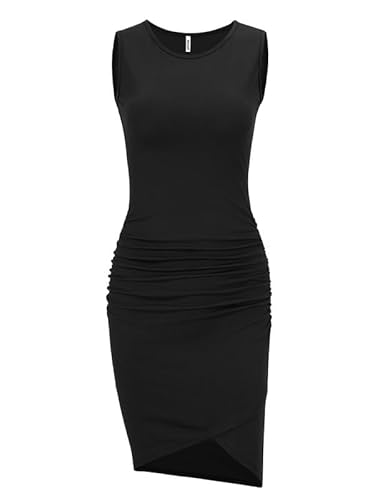 Missufe Minikleid Sommerkleid Enges Figurbetontes Kleider Damen Bodycon Bleistiftkleid Freizeitkleid (Schwarz, XS) von Missufe