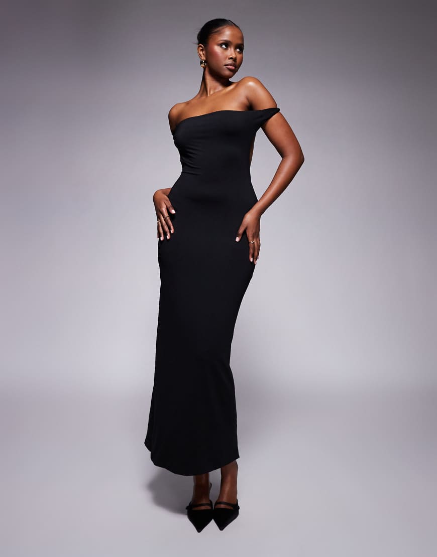 Missy Empire - Anschmiegsames, doppellagiges Maxikleid in Schwarz mit Rückenausschnitt und verdrehtem Detail Missy Empire - Anschmiegsames, doppellagiges Maxikleid in Schwarz mit Rückenausschnitt und verdrehtem Detail von Missyempire