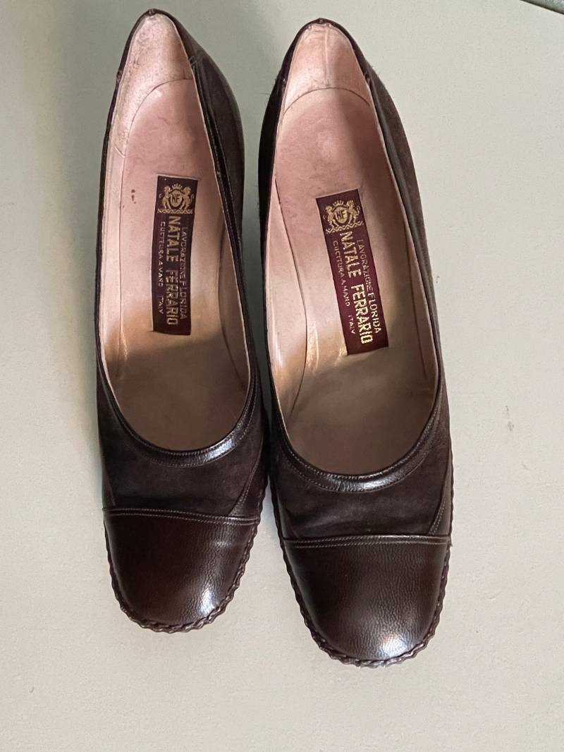 1960S Vintage Handgefertigte Braune Pumps Von Natale Ferrario Leder - Und Wildleder Gr. 38Eu von MissysWonderbag