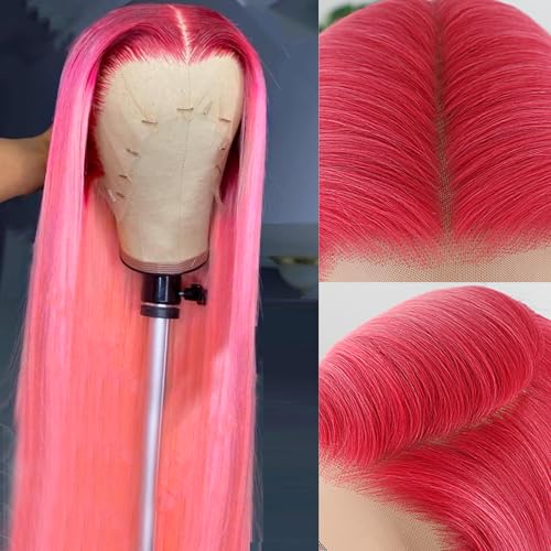 Missyvan 13 x 6 Rosa Synthetische Spitze Frontperücke Glueless Lang Gerade Ombre Rot Glueless Vorgeblasen Natürliche Babyhaare für Frauen Hitzebeständige Faser Hd In von Missyvan
