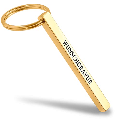 Mister Boncuk® Cubikey Schlüsselanhänger mit Gravur - Personalisierter Schlüsselanhänger aus Edelstahl - Personalisierte Geschenke für Männer und Frauen - Quader Anhänger (Gold Hochglanz) von Mister Boncuk Handmade Jewelry