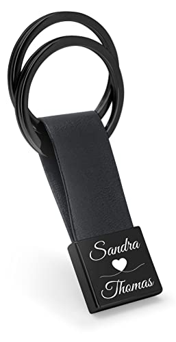 Mister Boncuk® LOVELINE - Schlüsselanhänger mit Gravur - Personalisierbar mit Wunschbuchstabe - Schlüsselanhänger Personalisiert in Geschenkbox (Schwarz) von Mister Boncuk Handmade Jewelry