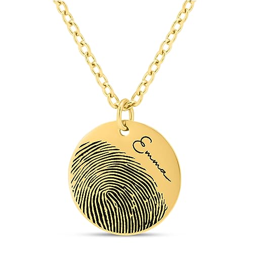 Mister Boncuk® MindChain - Halskette mit Fingerabdruck Gravur - aus Edelstahl - Kette Personalisiert mit Wunschgravur - Namenskette mit Geschenkbox (Gold) von Mister Boncuk Handmade Jewelry
