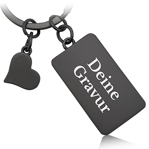 Mister Boncuk - RECTANGLY Schlüsselanhänger mit Gravur - Geschenk Liebe Freund Freundin - Personalisierter Schlüsselanhänger - Personalisierte Geschenke für Männer Frauen (Schwarzmatt - Herz) von Mister Boncuk Handmade Jewelry