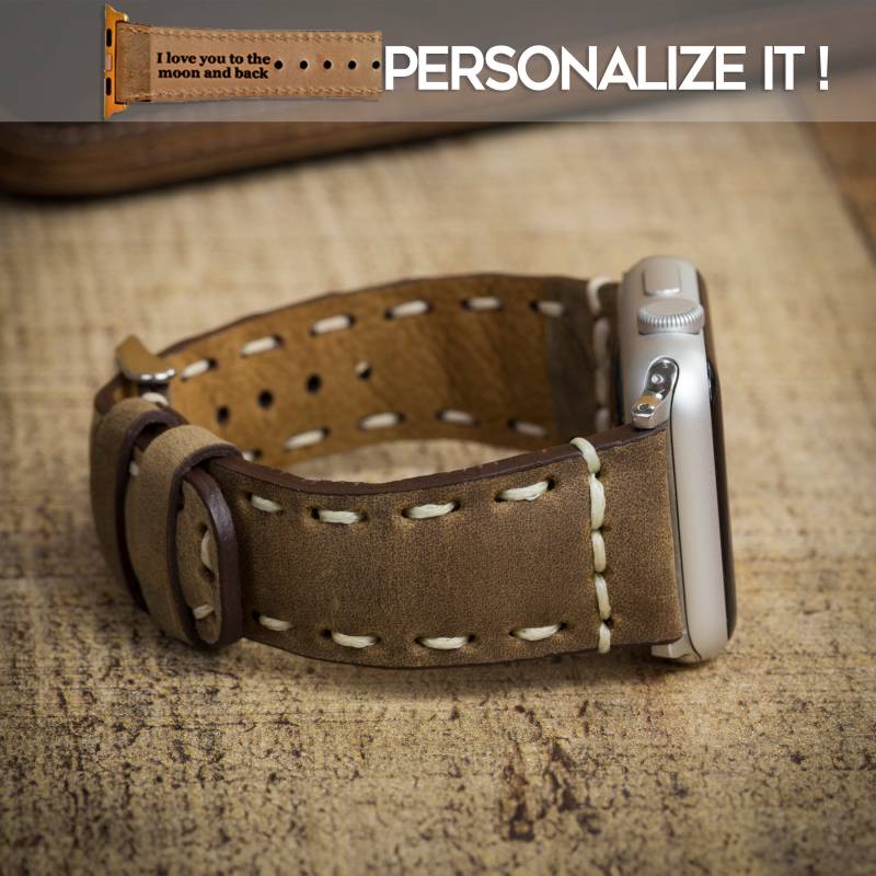 Camel Apple Uhrenarmband 38, 40, 41, 42, 44, 45, 49 Mm, Antikes Kamelleder, Personalisiertes Uhrenarmband, Galaxy Fitbit Fossil Iwatch Band von MisterCrafter