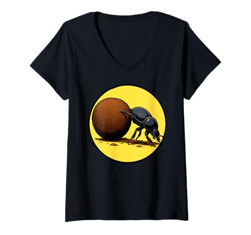 Damen Mistkäfer T-Shirt mit V-Ausschnitt Damen Mistkäfer T-Shirt mit V-Ausschnitt von Mistkäfer Tier Shop