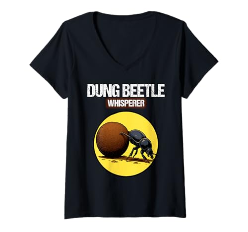 Damen Mistkäfer T-Shirt mit V-Ausschnitt Damen Mistkäfer T-Shirt mit V-Ausschnitt von Mistkäfer Tier Shop
