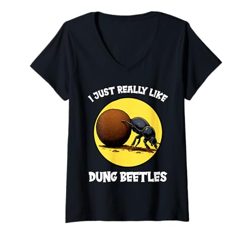 Damen Mistkäfer T-Shirt mit V-Ausschnitt Damen Mistkäfer T-Shirt mit V-Ausschnitt von Mistkäfer Tier Shop