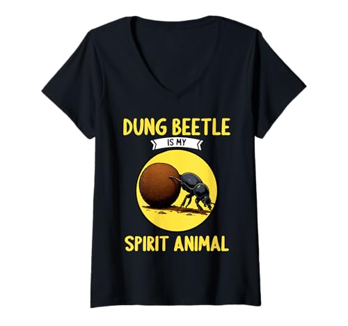 Damen Mistkäfer T-Shirt mit V-Ausschnitt Damen Mistkäfer T-Shirt mit V-Ausschnitt von Mistkäfer Tier Shop