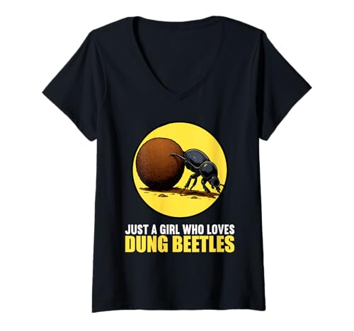 Damen Mistkäfer T-Shirt mit V-Ausschnitt von Mistkäfer Tier Shop