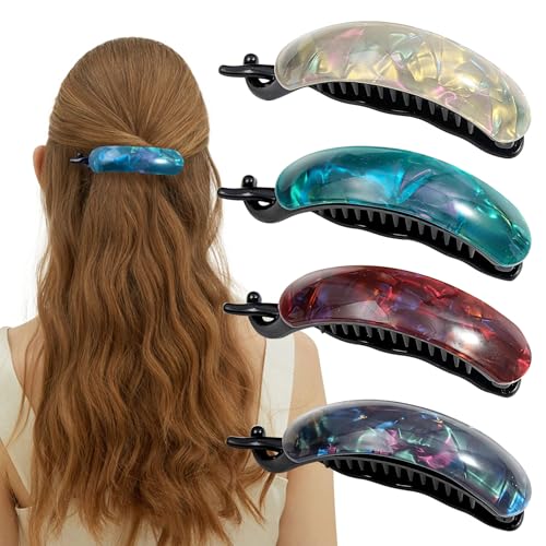 Mistofu Bananen-Haarspangen für Damen, rutschfest, französisch, gedreht, flache Clips für dünnes Haar, Haar-Accessoires für langes Haar, stilvolle Haarspangen, 3 Stück Mistofu Bananen-Haarspangen für Damen, rutschfest, französisch, gedreht, flache Clips für dünnes Haar, Haar-Accessoires für langes Haar, stilvolle Haarspangen, 3 Stück von Mistofu