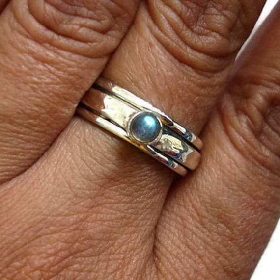 Unisex Labradorit Spinner Ring, 925 Sterling Silber, Chunky Spinning Daumen Meditation Stressabbau Mistry Gems, Sp46Slab von MistryGems