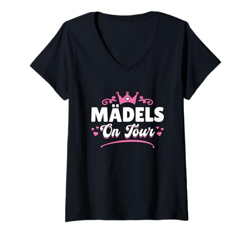 Damen Mädelsabend Girls Trip Mädels On Tour T-Shirt mit V-Ausschnitt von Mit Den Mädels On Tour