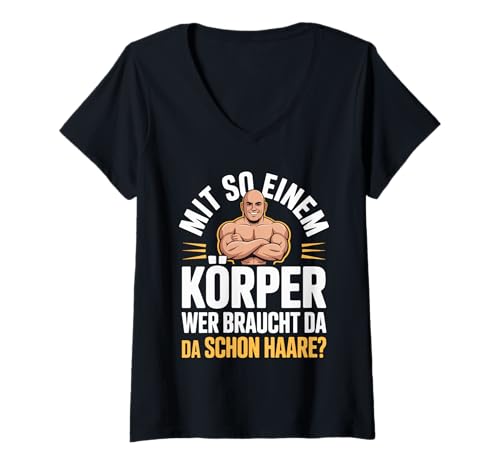 Damen Mit So Einem Körper Wer Braucht Da Schon Haare T-Shirt mit V-Ausschnitt Damen Mit So Einem Körper Wer Braucht Da Schon Haare T-Shirt mit V-Ausschnitt von Mit So Einem Körper Sprüche Humor Männer