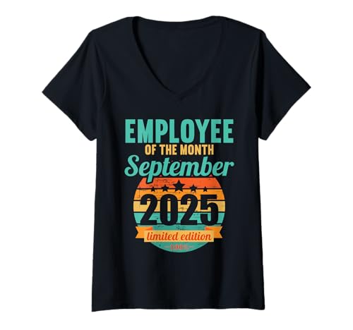 Damen Mitarbeiter des Monats September 2025 T-Shirt mit V-Ausschnitt Damen Mitarbeiter des Monats September 2025 T-Shirt mit V-Ausschnitt von Mitarbeiter des Monats September 2025 Outfit