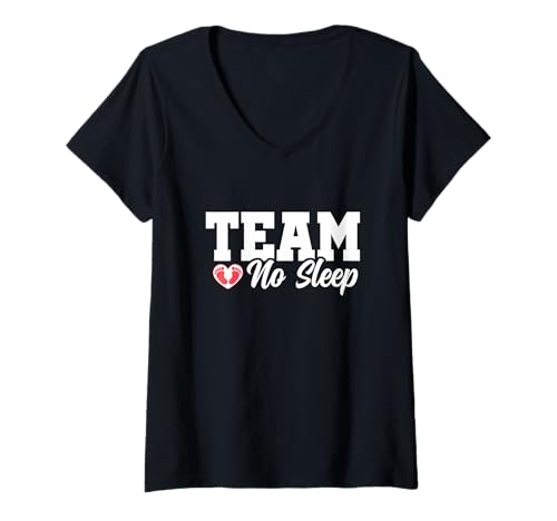 Damen Pullerparty Team No Sleep Eltern Mitbringsel Babyparty T-Shirt mit V-Ausschnitt Damen Pullerparty Team No Sleep Eltern Mitbringsel Babyparty T-Shirt mit V-Ausschnitt von Mitbringsel Babyparty & Gastgeschenke Pullerparty