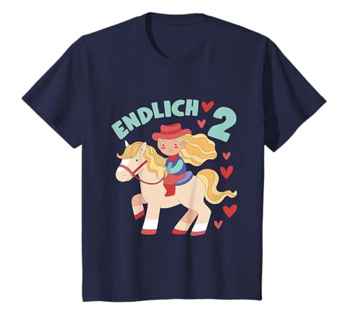 Geburtstagsshirt 2 Jahre Geburtstag Kinder Cowgirl Pferd T-Shirt von Mitbringsel Geburtstag 2 Jahre Mädchen Deko Shirts
