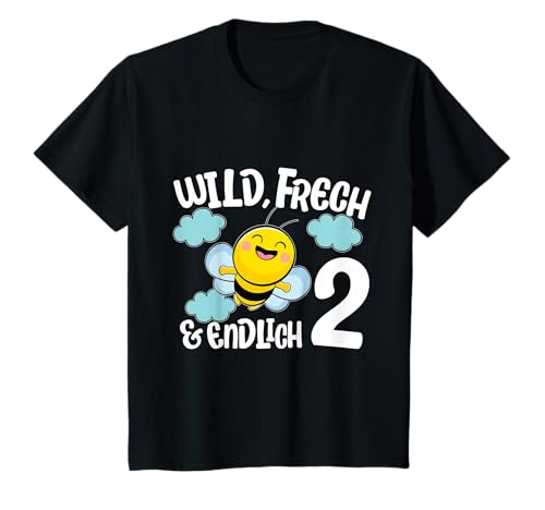 Süße Biene Geburtstagshirt Frech & Endlich 2 Jahre Mädchen T-Shirt von Mitbringsel Geburtstag 2 Jahre Mädchen Deko Shirts