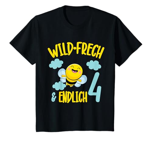 Kinder Biene 4 Jahre Geburtstagshirt Wild & Endlich 4 Mädchen T-Shirt Kinder Biene 4 Jahre Geburtstagshirt Wild & Endlich 4 Mädchen T-Shirt von Mitbringsel Geburtstag 4 Jahre Mädchen Deko Shirts