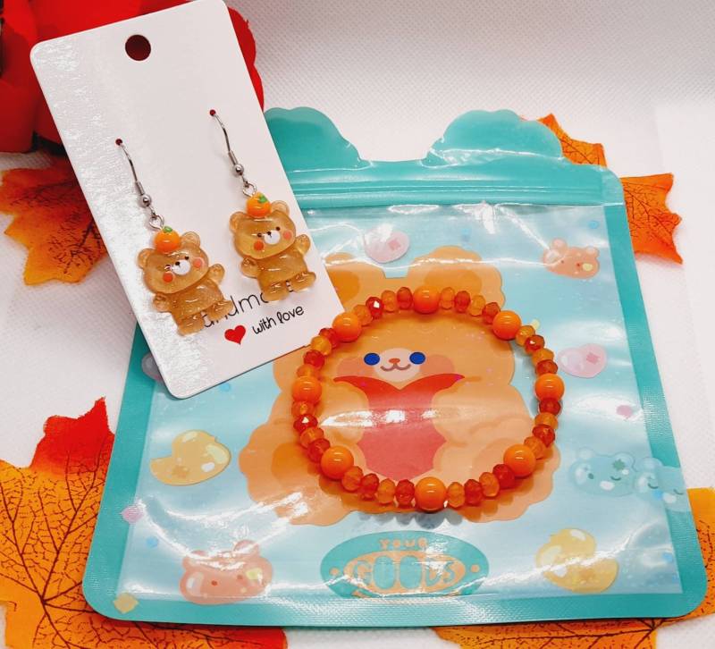 Niedliche Kinderohrringe | Bärchen , Süße Bärchen Ohrringe , Bär Hängeohrringe + Gratis Armband, Überraschungstüte Für Mädchen , Geschenke von MitbringselBoutique