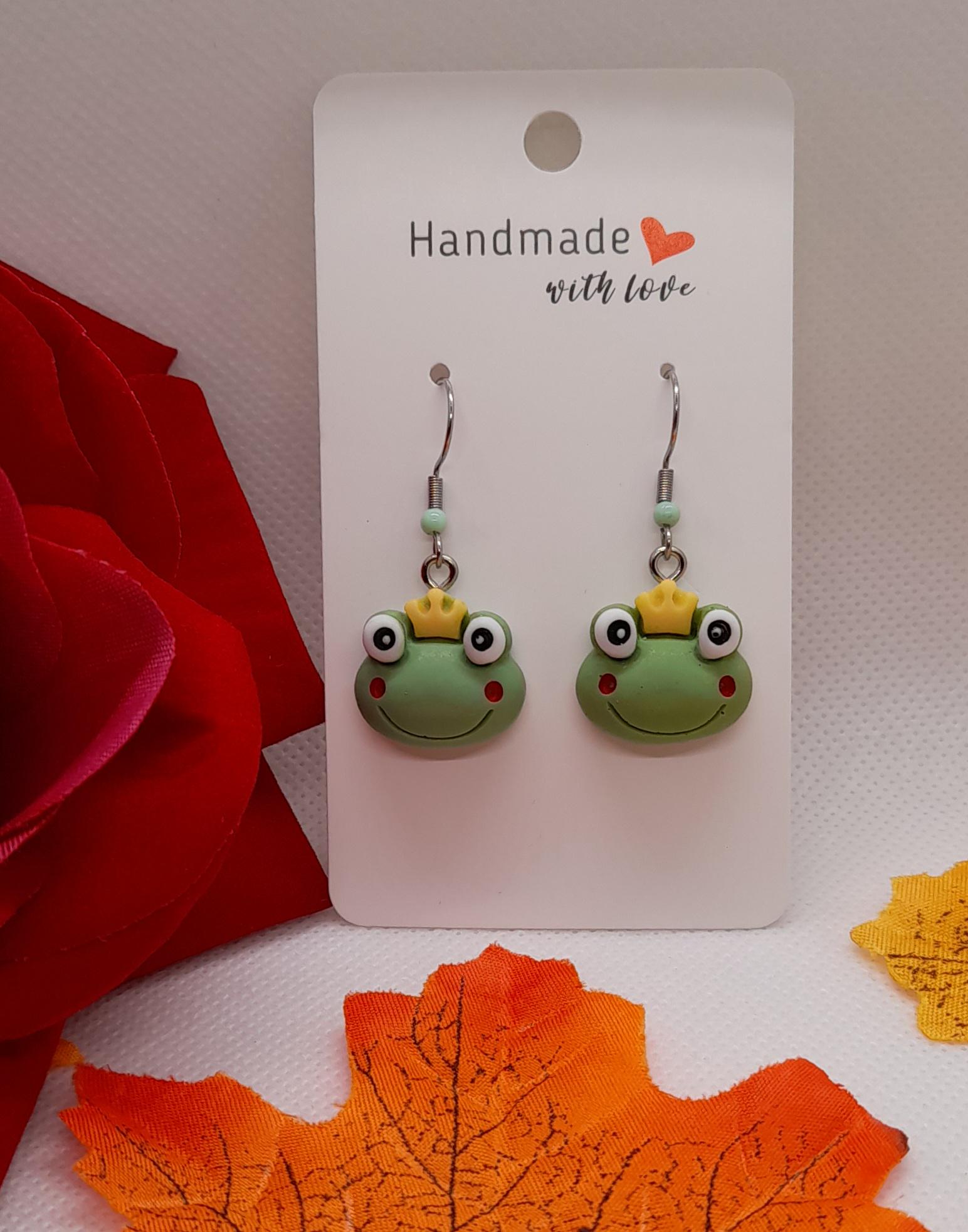 Süße Kinderohrringe Frosch, Frosch Prinzessin Ohrringe, Geschenk Für Die Kleine Prinzessin, Niedliche Ohrringe, Kawaii Ohrringe, Mitbringsel von MitbringselBoutique