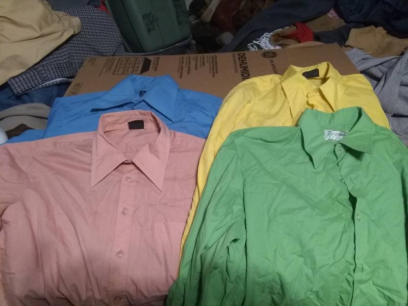 10 Vintage 1970Er Disco Herren Shirts Großer Kragen Pimp Retro Baumwolle Poly Langarm Lot Mix Size Wear Sneaker Jeans Hose Schuhe Stiefel Jacke von MitchAmericanvintage