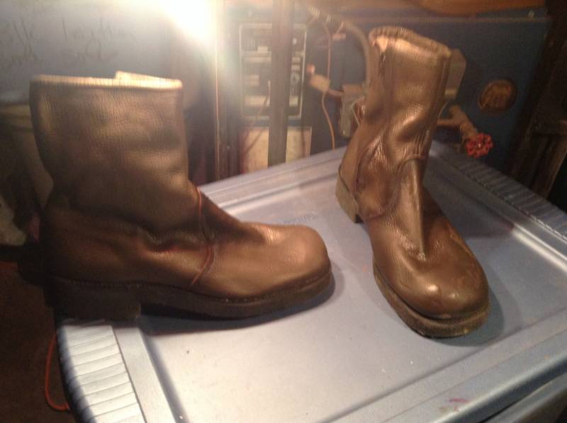 Deadstock Pelz Gefüttert Vintage Käfer Stiefel Leder Made Usa Schuhe Old Pick 1 Paar Herren 10 D Work Cowboy Zip Up von MitchAmericanvintage