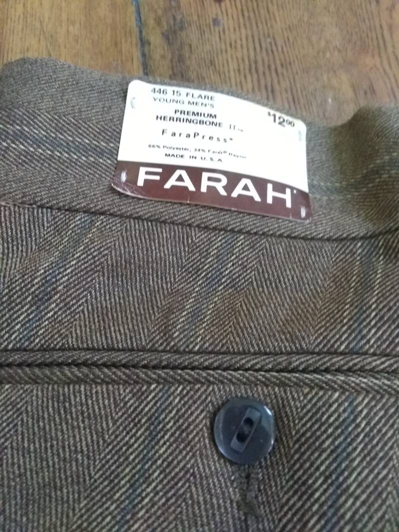 Farah Vintage Streifen 1970 Schlaghose Jeanshose Hose Made Usa Deadstock New Men 30x30 High Rise Disco Retro Schlagschuhe Turnschuhe von MitchAmericanvintage