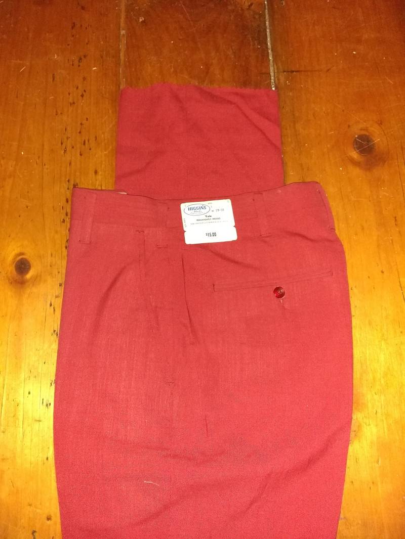 Higgins Slacks Peg Leg Slim Fit Ivy 1960 Vintage Deadstock Flat Front Pant Not Jean Poly Wolle Männer 29x38 Neu Unfertig Gemacht Usa T Shirt Schuh von MitchAmericanvintage