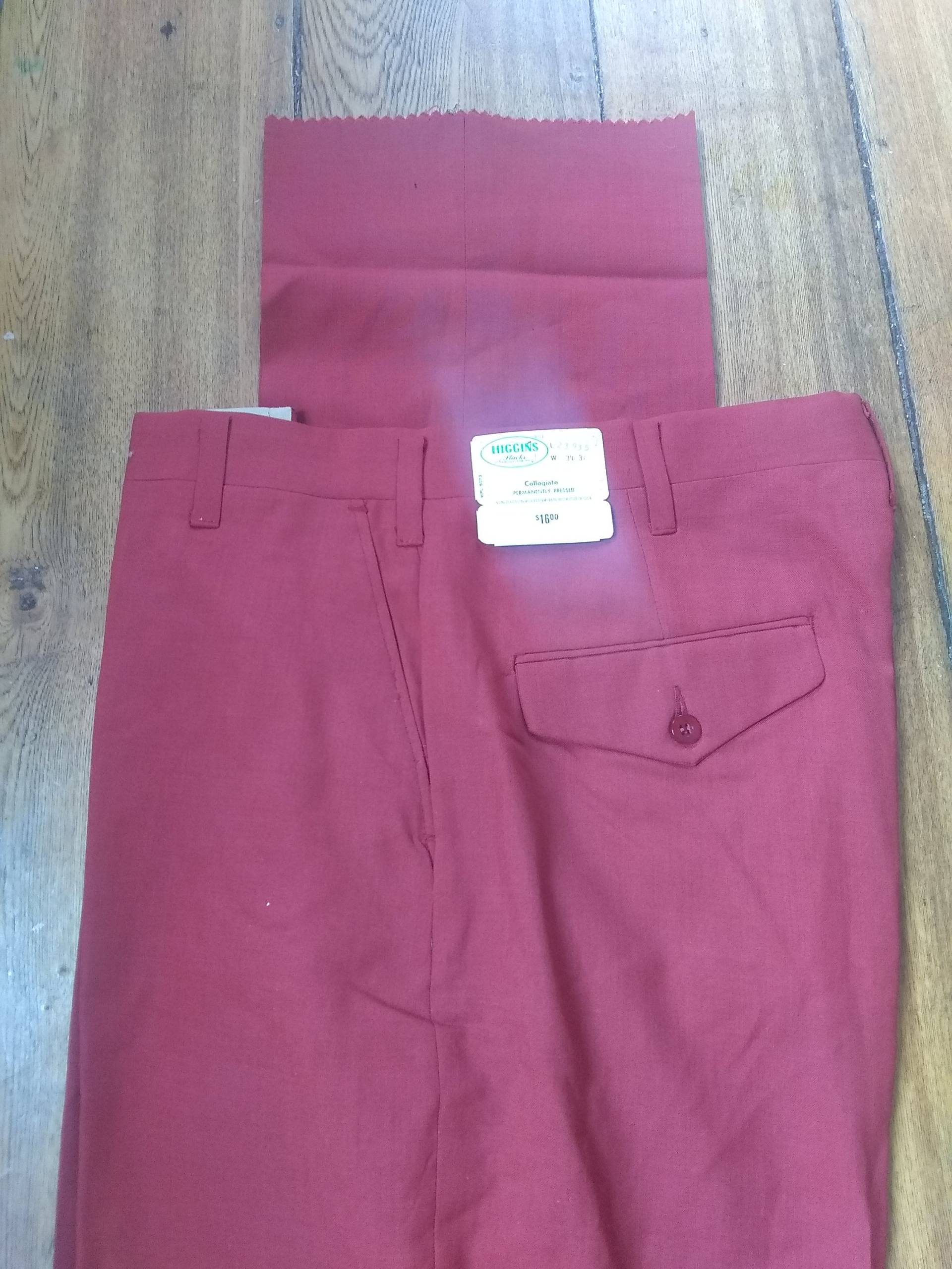 Higgins Slacks Peg Leg Slim Fit Ivy 1960 Vintage Deadstock Flat Front Pant Not Jean Poly Wool Herren 34x37 Neu Unfertig Gemacht Usa T Shirt Schuh von MitchAmericanvintage