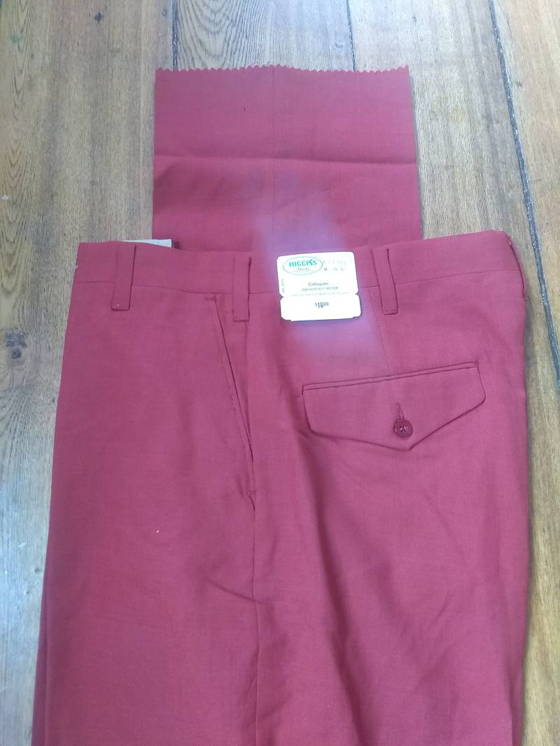 Higgins Slacks Peg Leg Slim Fit Ivy 1960 Vintage Deadstock Flat Front Pant Not Jean Poly Wool Herren 34x37 Neu Unfertig Gemacht Usa T Shirt Schuh von MitchAmericanvintage